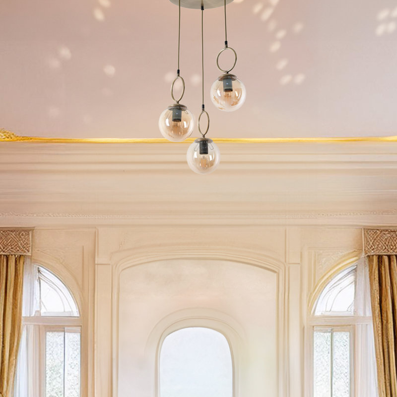 Luminaire suspendu sphère en métal 3 lumières, Cuivre