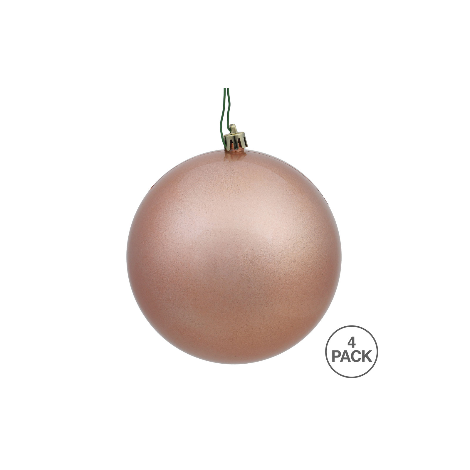 Christmas Ball Ornament, Candy Rose Gold, 6" H x 6" W x 6" D