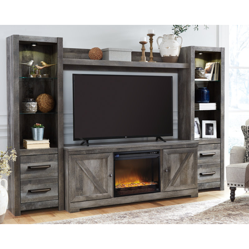 Dazya Unfinished Entertainment Center for TVs up to 60" with Fireplace Included
