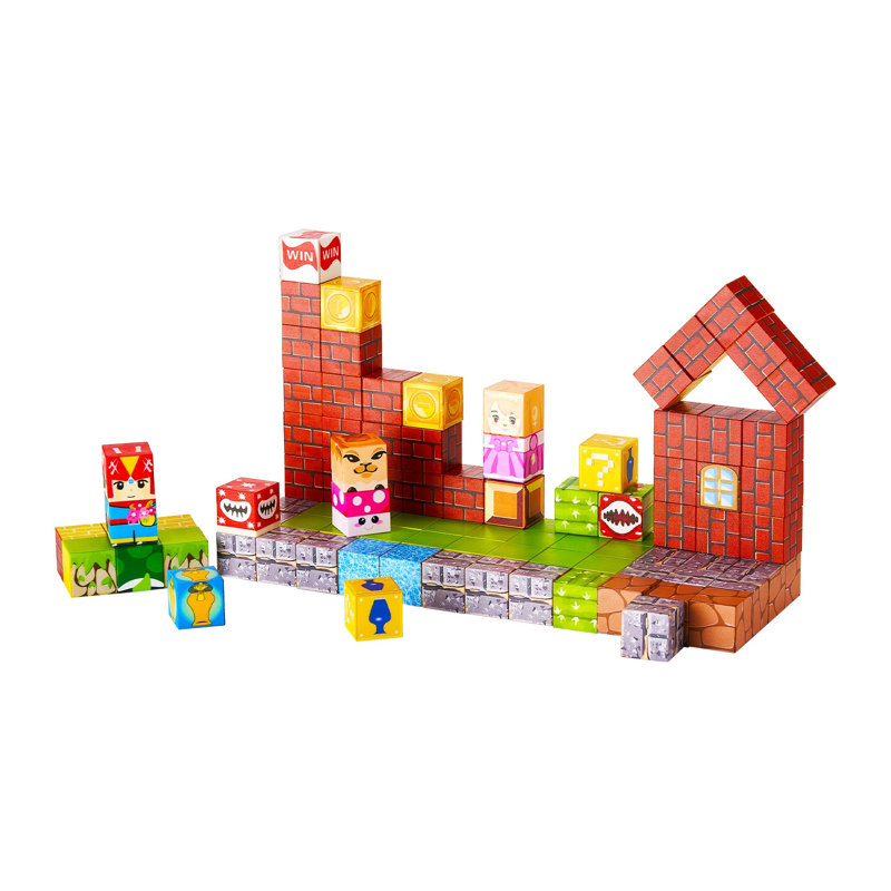 Ensemble de blocs de construction magnétiques 100 pièces avec thèmes à double face pour l'apprentissage des STEM