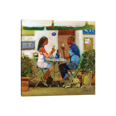 Working Lunch Drinks by John Haskins - Wrapped Canvas Painting