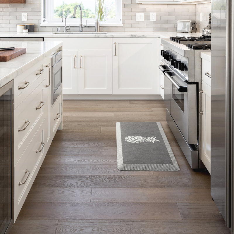 Martha Stewart Aloha Modern Pineapple Anti-Fatigue Air-Infused Kitchen Mat, Gray, Rectangle 19.6" x 39"