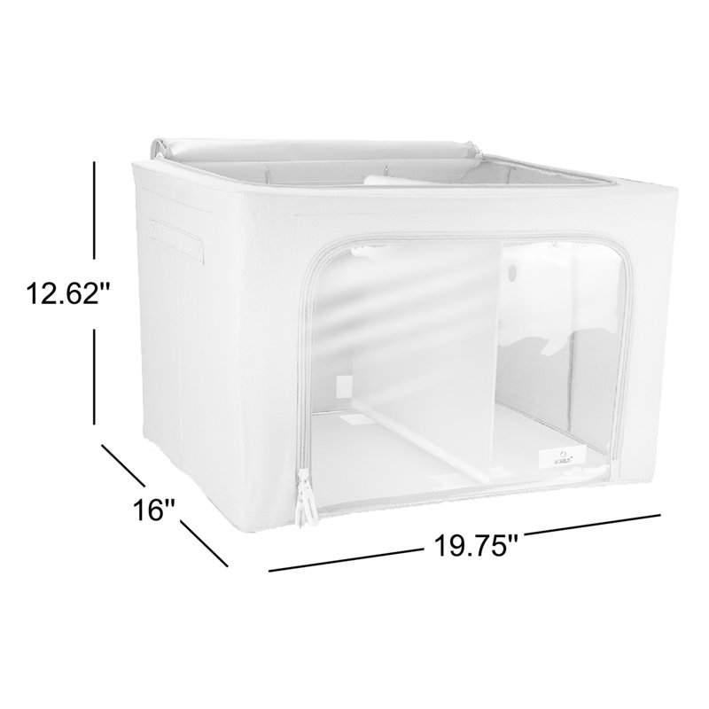 Sorbus Large Storage Box 2-Compartment Foldable with Window & Handles 2 Pack, Gray