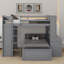 Lit mezzanine double avec tablettes, bureau et garde-robe-1119912139