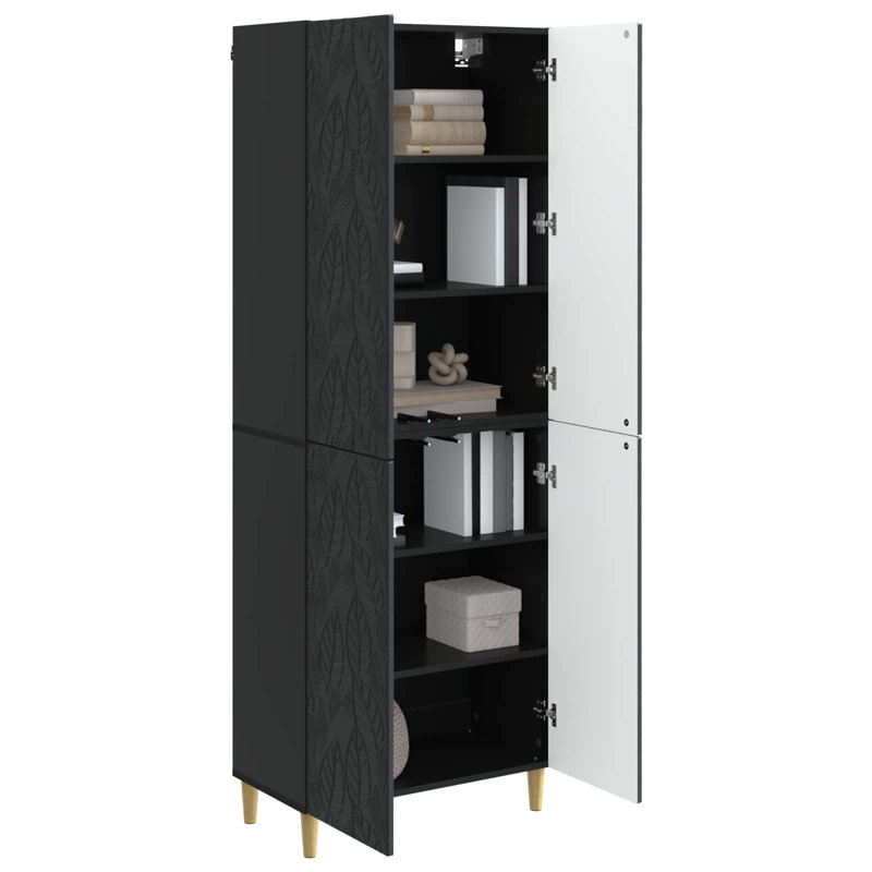 4 -Door 4 -Shelf Storage Cabinet, Black