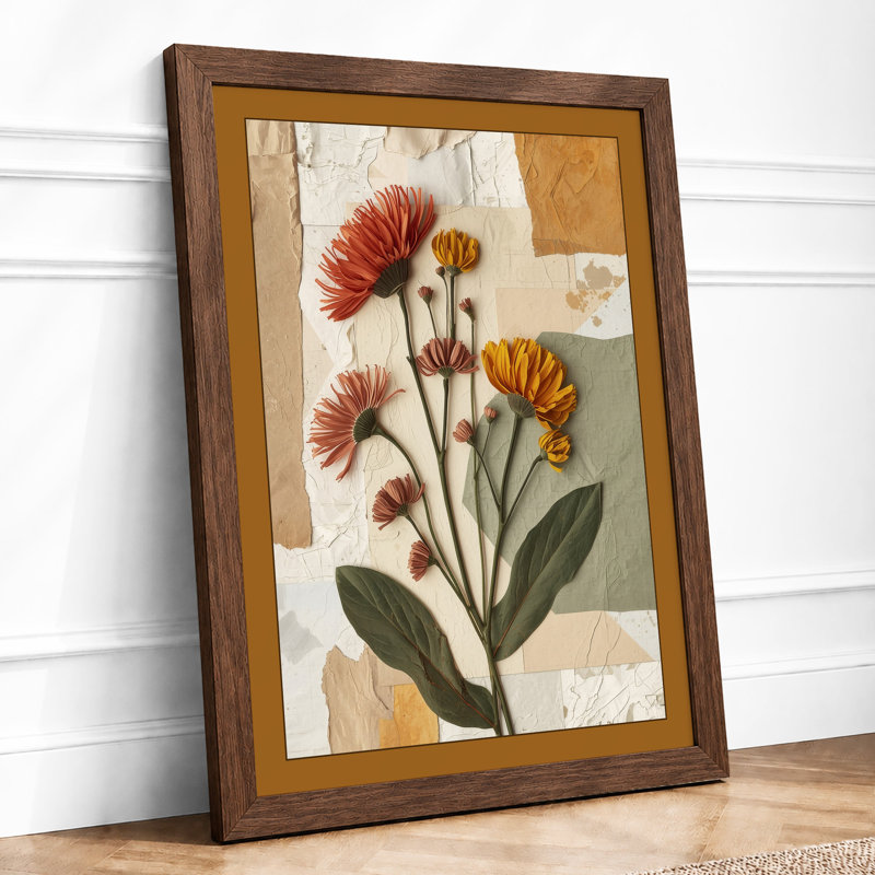 Carnation Study Botanical - Framed Print, A2 - 59.4 x 42.0 cm, Walnut