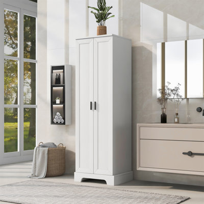 Armoire de rangement avec deux portes pour salle de bain, bureau, tablette réglable, panneau de fibres à densité moyenne