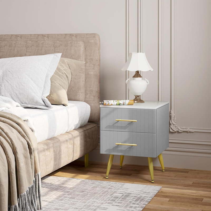 41cm W Manufactured Wood Bedside Table, Grey