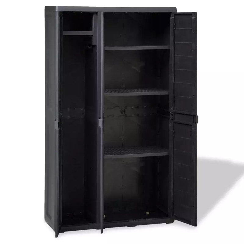 Plastic Single Storage Cabinet ( 171cm H x 97cm W x 38cm D), Black