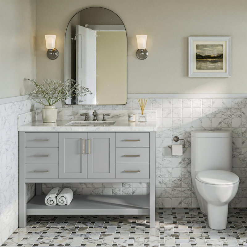 Magnolia Bath Vanity Oval Basin S049SCWOV, Gray, Rectangular