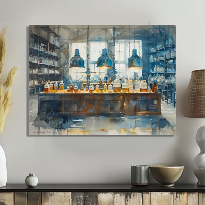 Salon d'art mural bleu et jaune