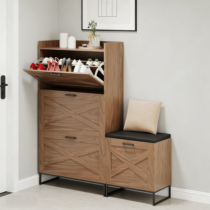 Armoire à chaussures Farmhouse avec banc d'entrée