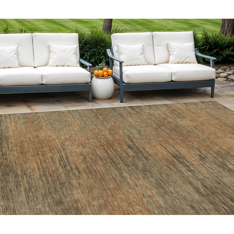 Tapis intérieur lavable abstrait 8 pi x 10 pi brun