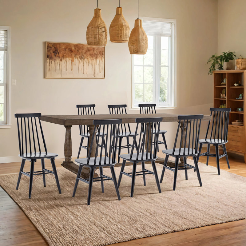 Alvie Solid Wood Cross Back Side Chair, Black