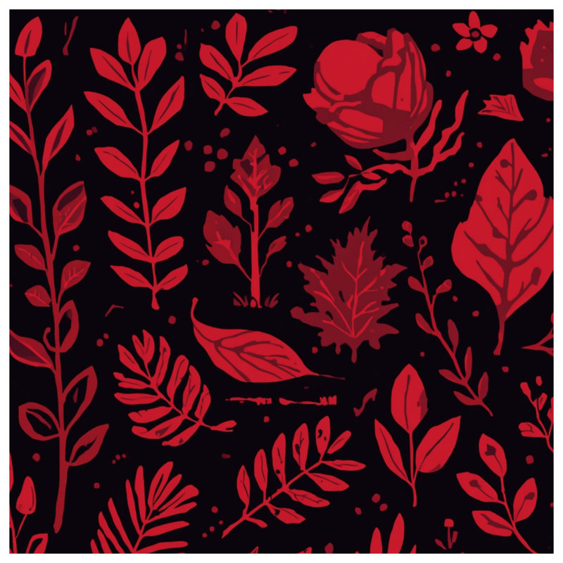 Red Botanical Leaf Illustrations Blankets, 60in W x 80in H