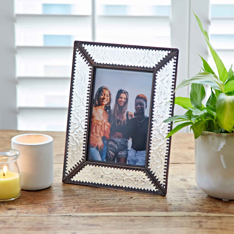 Antique Silver Glass Picture Frame