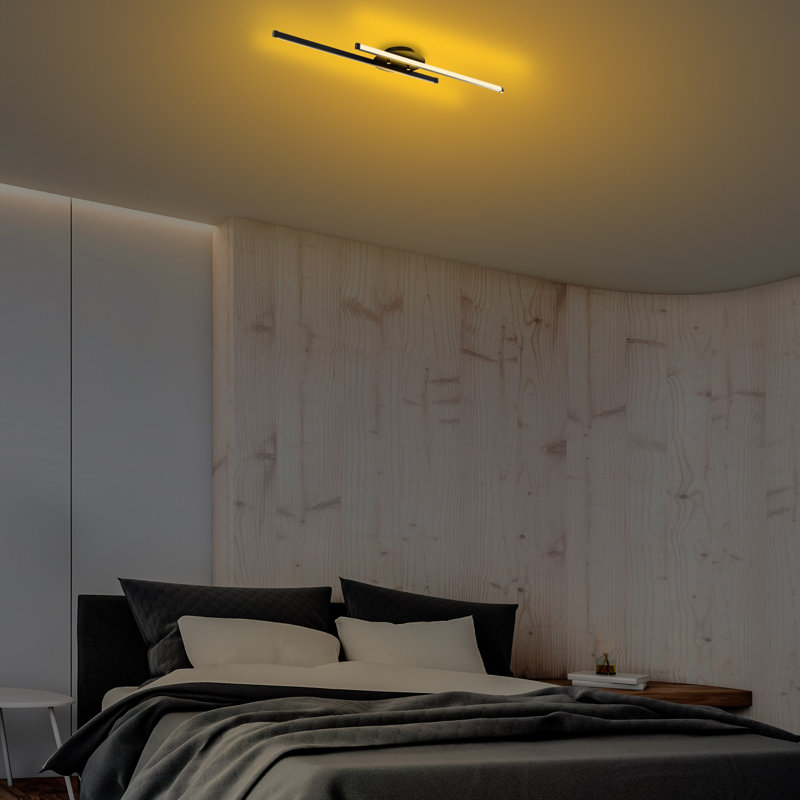 Modern Industrial Chandelier, Black Metal Body, 33.9 x 2.0 x 6.7 inches | Integral LED 16W 3000K, Elegant Design for Home & Office | Durable Metal Base Plate with 3.9-inch Diameter, Perfect for Contemporary Spaces