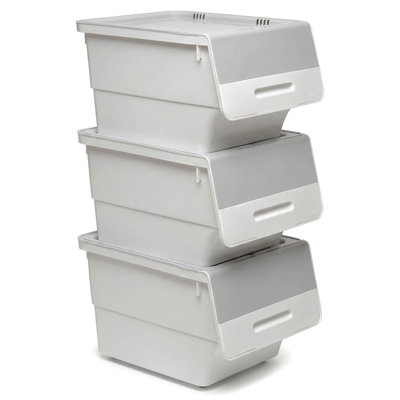 3 PCS Storage Bins on Wheels with Stay-Open Lid for Kitchen Bedroom Laundry Closet