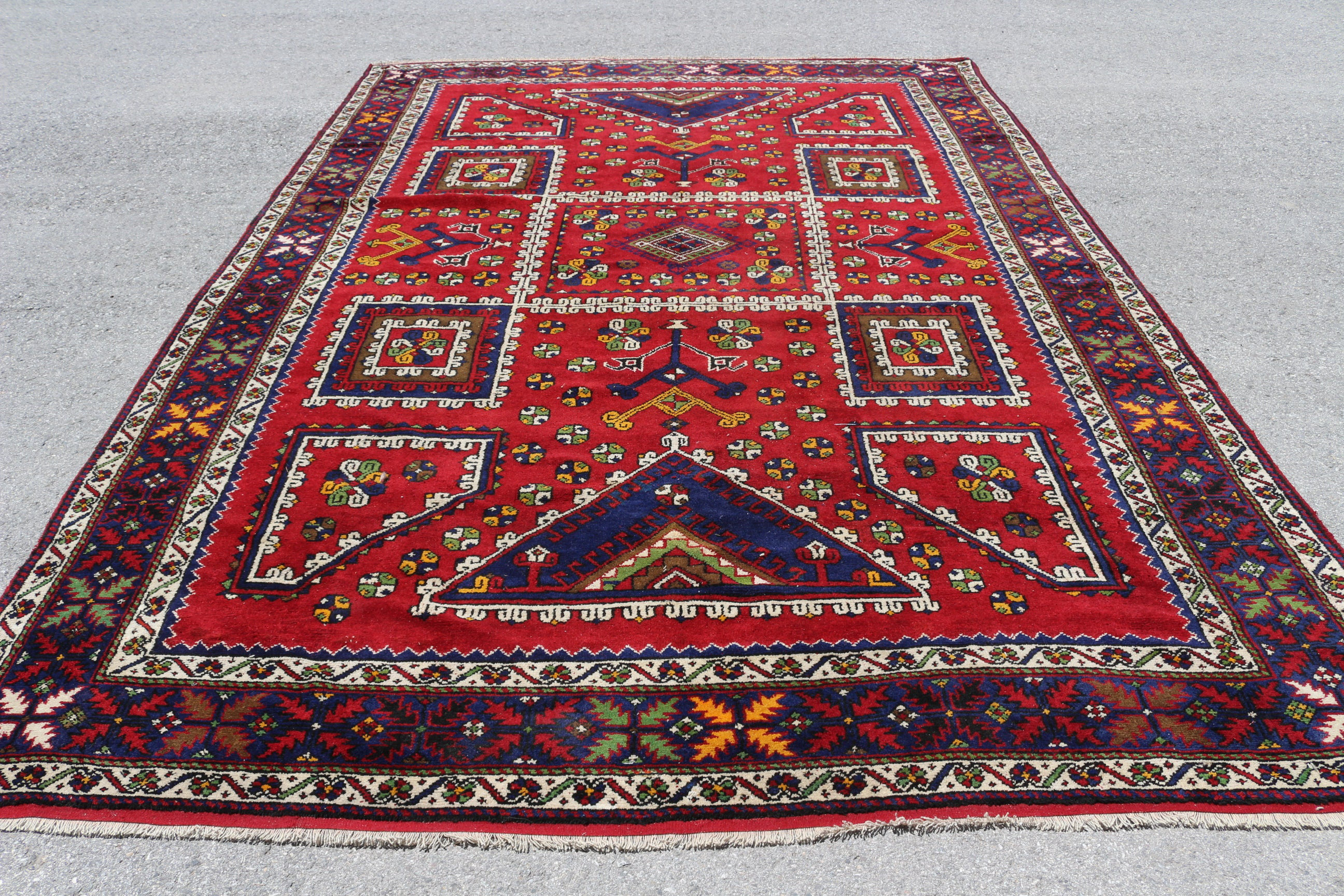kayra export Large Turkish Rug in Red Handmade Wool for Authentic ...