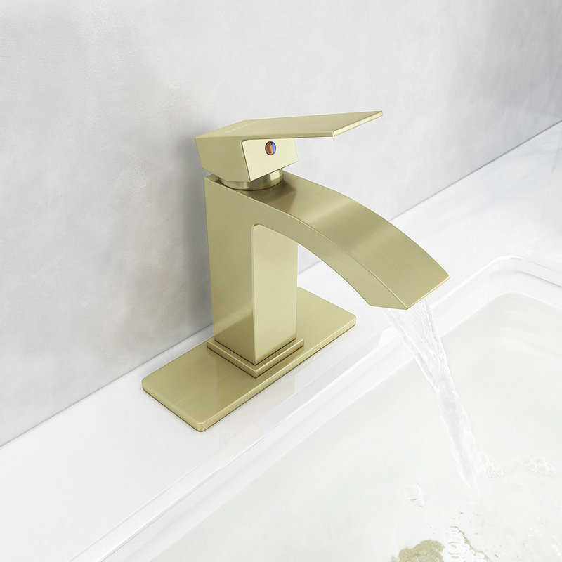 Single-handle Bathroom Faucet with Drain Assembly, Brushed Gold