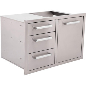 33'' Stainless Steel Drop-In Triple Drawer & Trash Can Combo