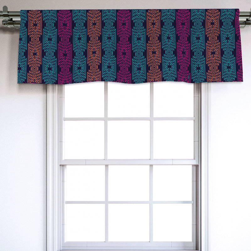 Sateen Geometric Ruffled Window Valance