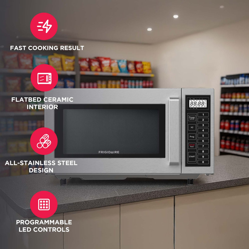 Frigidaire 0.9 Cu. Ft. 1000 Watt Commercial Microwave, NSF Certified Microwave in Stainless Steel