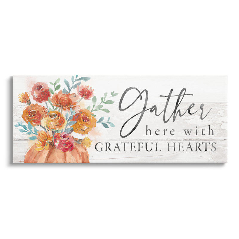 Gather Grateful Hearts Seasonal Harvest, Toile tendue, H 17 po x l 40 po x P 1,5 po