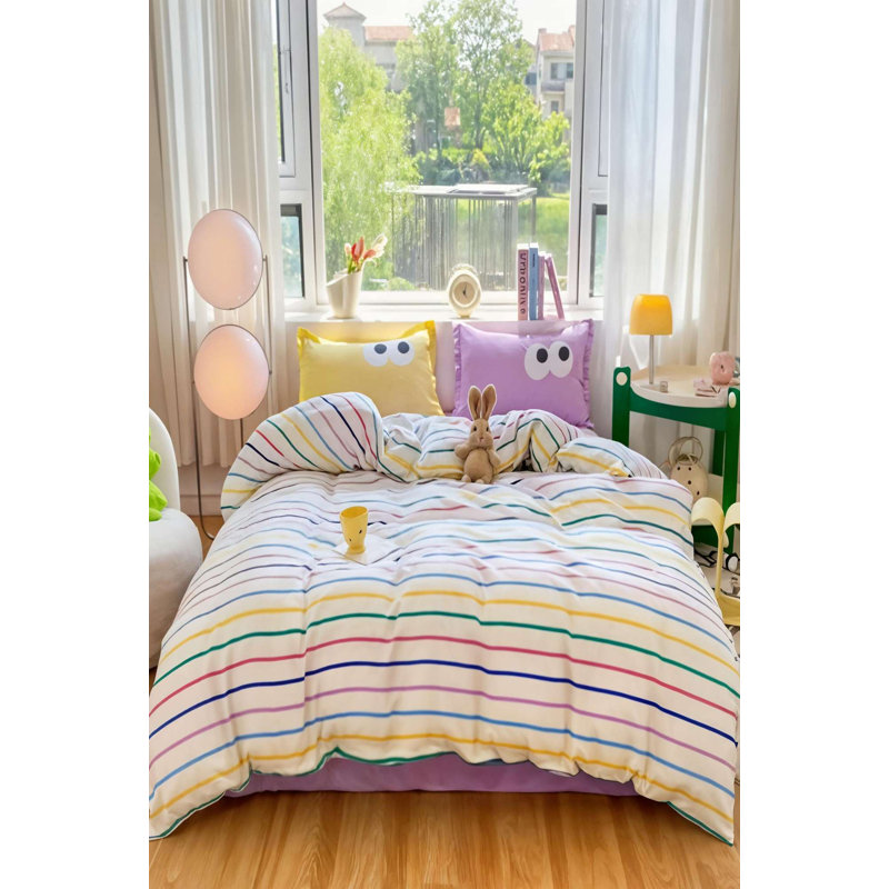 100% Cotton Ranforce Double Quilt Cover Set, Lilac | 79 x 79 inches Duvet Cover & 31.5 x 31.5 inches Pillowcases (2 Pieces) | Machine Washable, 145 Thread Count, Button Closure | Soft & Durable Bedding for a Cozy Bedroom