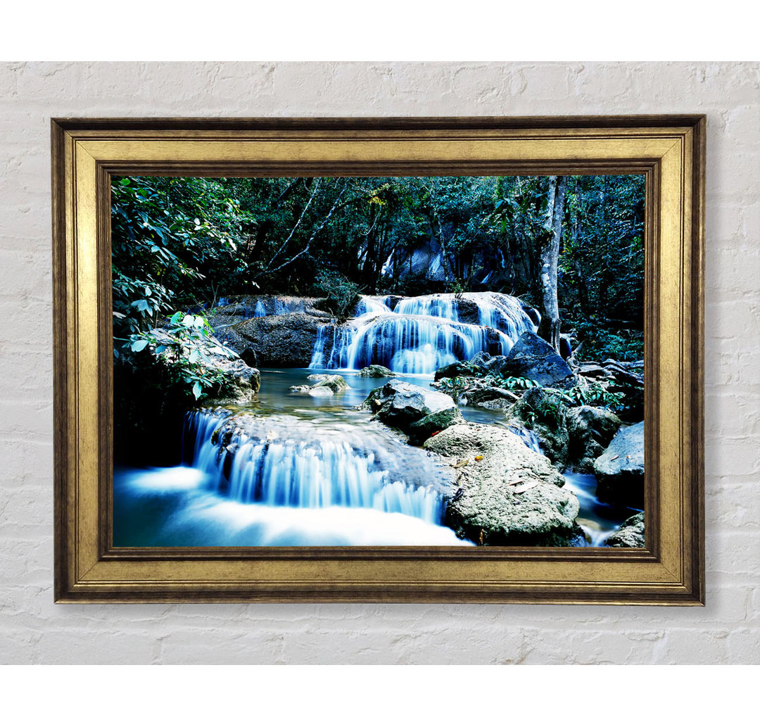 Rocky Waterfall Woodland - Bilderrahmen Kunstdrucke