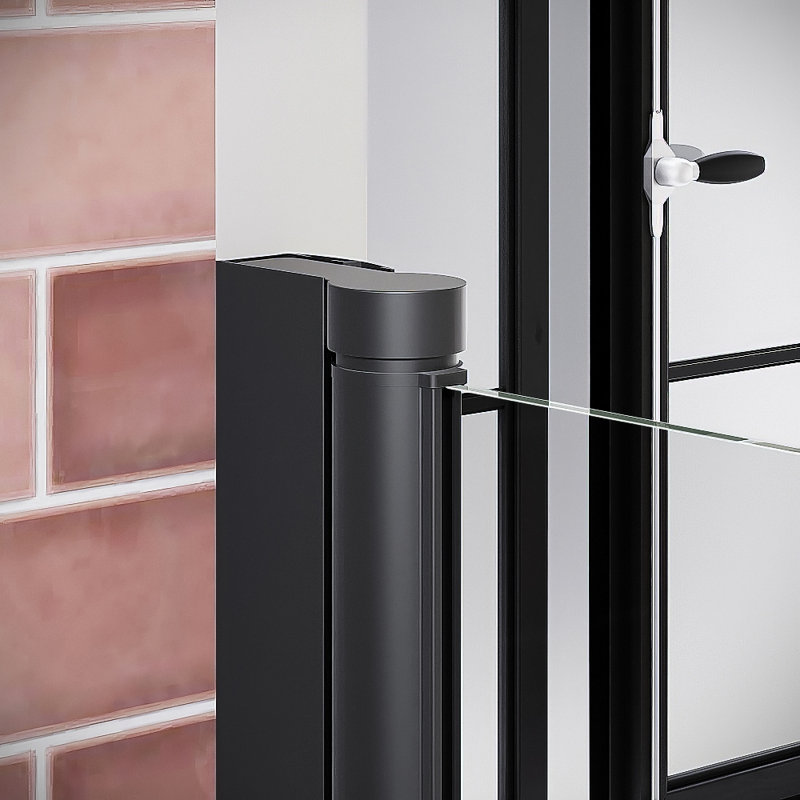 Porte de douche à pivot demi-cadre sans cadre 34 po x 72 po avec verre trempé traité CrystalTech 1/4 po, quincaillerie, SKU: DSD-3468-237-BL
