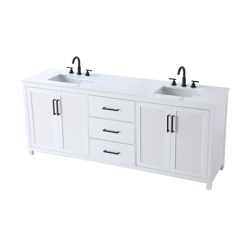 84 inch Double Bathroom Vanity, White