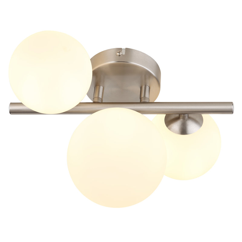 Melvern Glass Flush Mount, White, Silver