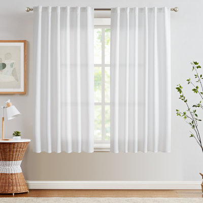 Semi Sheer Rod Pocket Farmhouse Textured Curtains