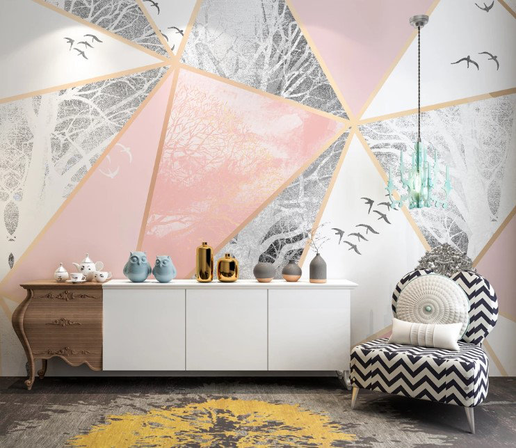 Geometric Shapes Wall Mural, 35" L x 55" W