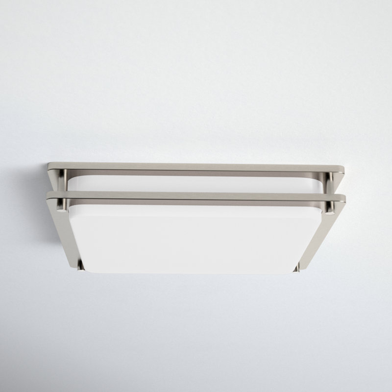 Plafonnier encastré 1 lumière DEL Barreda, Nickel satiné, H 3,5 po x l 12 po x P 12 po