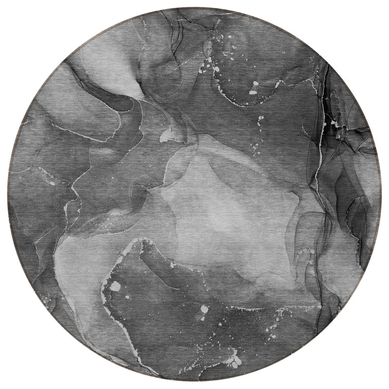 Bhav Washable Abstract Indoor / Outdoor Rug, Round 8'