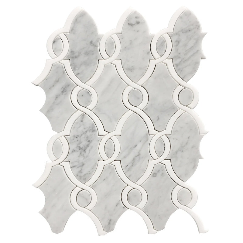 Carrara White & Thassos White 10-In X 14-In Waterjet Mosaic Floor And Wall Tile(0.97-Sq. Ft/ Piece)