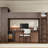Wooden Queen Loft Bed with Wardrobe and Desk, Headboard with Storage and USB, Brown-1895856221