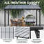 Pergola murale en aluminium, pavillon moderne à toit rigide avec toit en polycarbonate protégé contre les rayons UV-125529343
