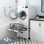 Laveuse et sécheuse sur piédestal, piédestal de lavage de 24,1 po pour machine à laver compacte, laveuse et sécheuse avec tablette et base de rangement, blanc