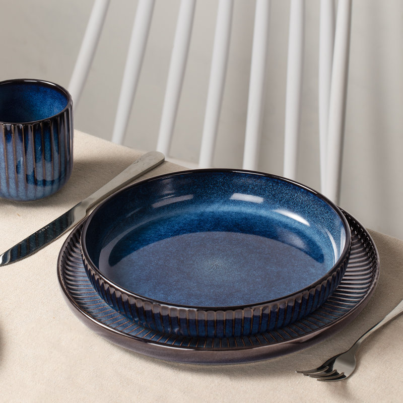  Ensemble de bols à pâtes en grès 4 pièces Starlight, Bleu nébuleux
