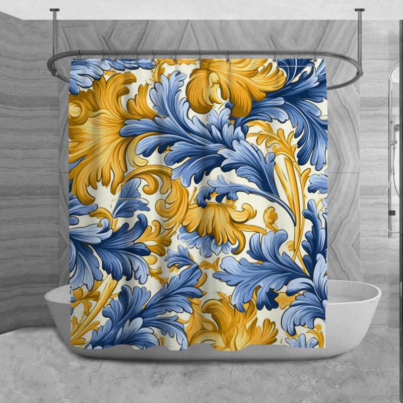Rideau de douche à motif floral Yvianna, H 84 po x l 70 po