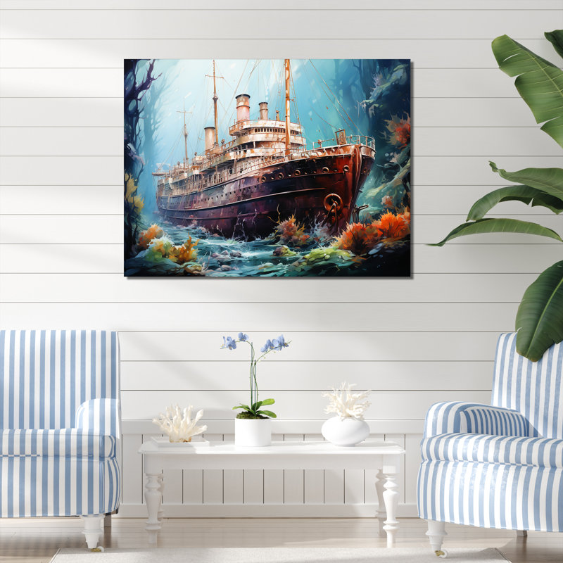 Titanic Under Water Memory - plage et océan, reproduction sur toile, H 12 po x l 20 po x P 1 po, Toile tendue