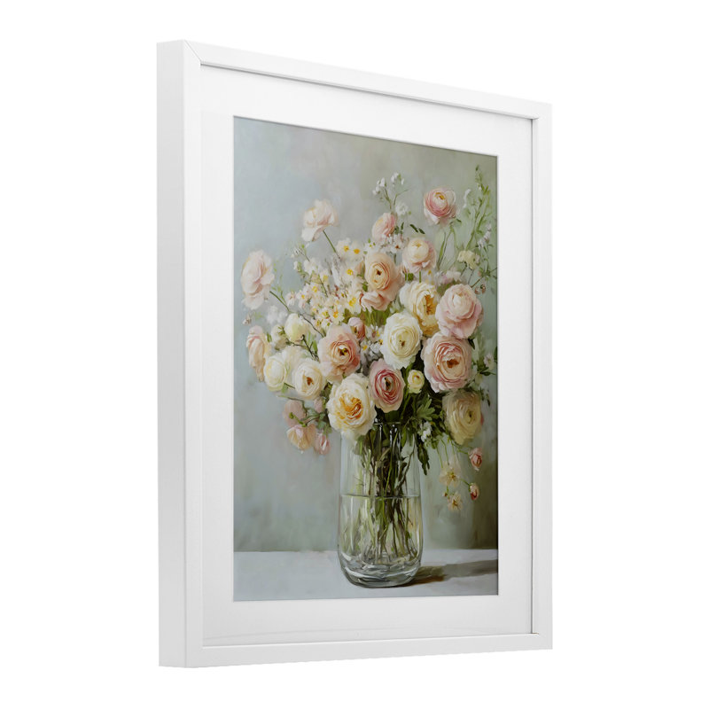Regal Romantic Bouquet, reproduction encadrée sous verre, design by Creative Studio, H 21 po x l 17 po, Cadre blanc côtier