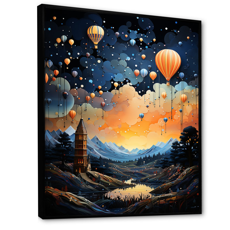 Vol en montgolfière, Cadre flottant noir, H 40 po x l 30 po x P 1,5 po