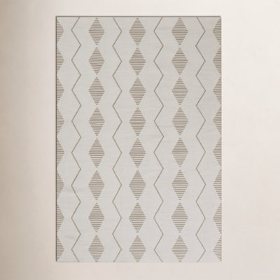Malmo Beige Hand-Woven Geometric Outdoor Rug