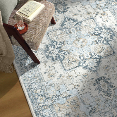 Roehit Oriental Performance Machine Washable Round Area Rug