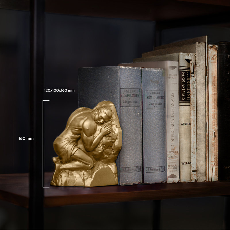 Concrette Concrete / Cement Non-Skid Bookend, Classic Gold