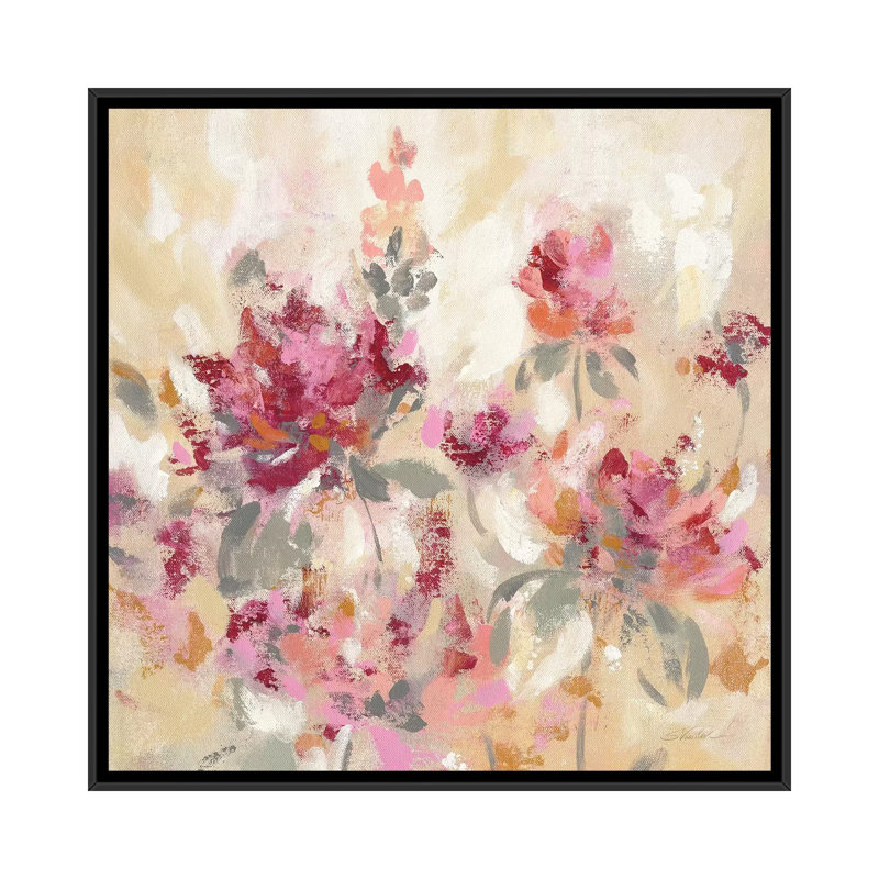 « floral reflections i », impression sur toile, H 18 po x l 18 po x P 1,5 po, Toile avec cadre noir, Blanc